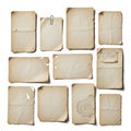A collection of old, weathered papers with various sizes and conditions Royalty Free Stock Photo