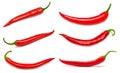 Collection one red chili pepper isolated on white Royalty Free Stock Photo