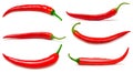 Collection one red chili pepper isolated on white Royalty Free Stock Photo