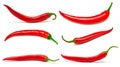 Collection one red chili pepper isolated on white Royalty Free Stock Photo