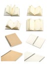 Collection of open notebook- blank pages on white. Royalty Free Stock Photo