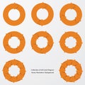 Collection of orange color arrow circle flows. vector.