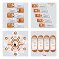 Collection of 4 orange color template/graphic or website layout. Vector Background.