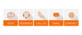 Collection of orange contact buttons with long shadow