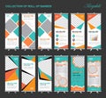 Collection of Orange and green Roll Up Banner Design polygon background