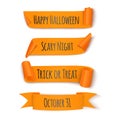 Collection orange ribbon for halloween. With text. Vector illustration