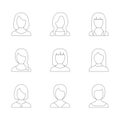 Set of outline icons of women, vector illustration Royalty Free Stock Photo