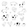 Collection of outline stylized domestic animals