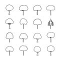 Collection of outline Trees. Vector icons.