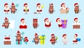 Collection Oxes and Santa Clauses. Christmas Cheerful Happy Characters