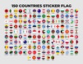 Collection Pack of Countries Flag Sticker Vector Design Template Royalty Free Stock Photo