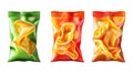 Collection Pack of Crispy Potato Chips in Colorful Packaging set against transparent background Royalty Free Stock Photo