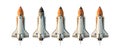 Collection Pack of Space Shuttle Fleet Five Iconic Orbiters set against transparent background Royalty Free Stock Photo