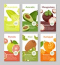 Collection of package label organic shampoo vector flat illustration natural fruits vitamin cosmetic Royalty Free Stock Photo