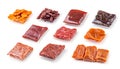 Collection of packages Dried beef Delicious Simple set on white background Royalty Free Stock Photo