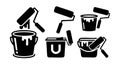 Paint bucket and roller vector icons set Royalty Free Stock Photo