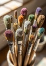A collection of paintbrushes is displayed Royalty Free Stock Photo