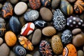 Collection of painted smooth river stones