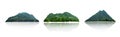 Collection Panorama island, hill, mountain isolated on a white background, with clipping path