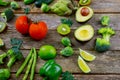Panoramic collection fresh healthy fruits and vegetables Royalty Free Stock Photo