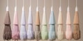 Collection of pastel colored dusters hanging in a row transforms act of dusting into an artistic and aesthetically