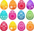 Collection of patterned colored Easter eggs Royalty Free Stock Photo