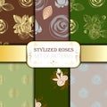 Collection patterns of roses bouquets.