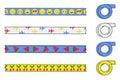 Collection of patterns for scotch. Emoji, airplane, watermelon and cherry