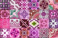 Collection of patterns tiles in pink and purple Royalty Free Stock Photo