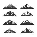 Collection of black mountain silhouettes Royalty Free Stock Photo