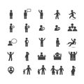 Collection of people in activities icon set isolated on white ba Royalty Free Stock Photo