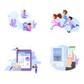 Collection of people scenes, flat style illustration. Concept design. Royalty Free Stock Photo