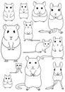 Collection of pet rodents line art