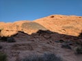 Collection of petroglyphs on distant hill at Valley of Fire, Nevada Royalty Free Stock Photo