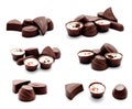 Collection of photos assortment of chocolate candies Royalty Free Stock Photo