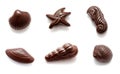 Collection of photos assortment of chocolate candies sweets isolated Royalty Free Stock Photo