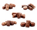 Collection of photos assortment of chocolate candies sweets isolated Royalty Free Stock Photo