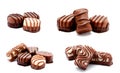 Collection of photos assortment of chocolate candies sweets isolated Royalty Free Stock Photo