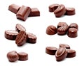 Collection of photos assortment of chocolate candies sweets Royalty Free Stock Photo