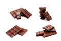 Collection of photos dark milk chocolate bars stack isolated Royalty Free Stock Photo