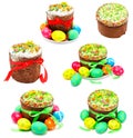 Collection of photos decorated handmade easter cake