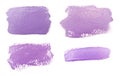 Collection of photos paint brush stroke texture lilac purple watercolor isolated