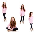 Collection of photos portrait of adorable smiling little girl child isolated