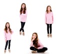 Collection of photos portrait of adorable smiling little girl child isolated