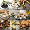 Collection of photos with tasty olive oil