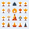 a collection of pictures of a buddha and trees Royalty Free Stock Photo