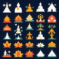 a collection of pictures of buddhas and trees Royalty Free Stock Photo