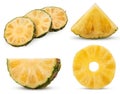 Collection pineapple fruit slice and ring Royalty Free Stock Photo