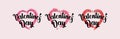 Collection of pink, black, white colored Valentine's day card, sale and other flyer templates with lettering. Typography