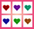 Collection of pink, red ,green , white colored Valentine`s day card
